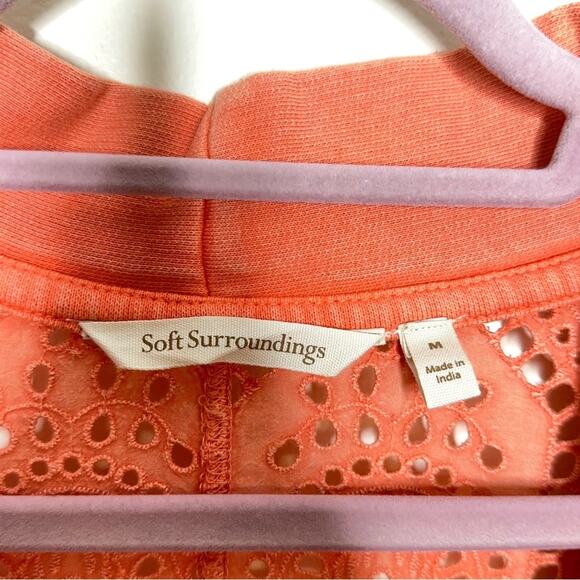 SOFT SURROUNDINGS Ellie Topper Cardigan Sweater Eyelet Peach {Q14} - Picture 4 of 5